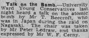 Talk on the bomb - Thomas Ford Beecroft - 1949